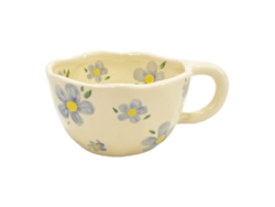 Taza De Cerámica Con Estampado Floral Y Textura Irregular, Ideal Para Regalar.