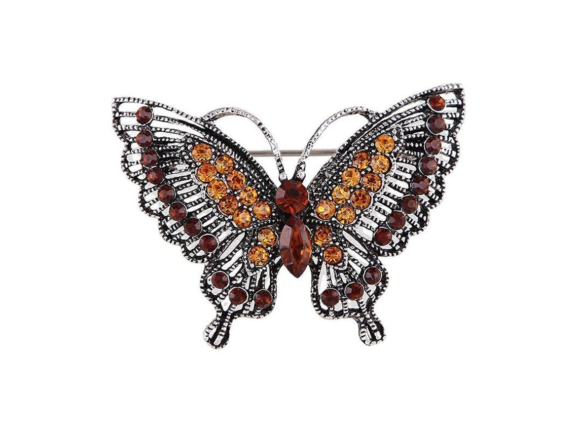 2026-broche Para Mujer Mariposa Retro Hueco Con Piedras Strass Antideslizante Resistente Para Chaqueta O Collar