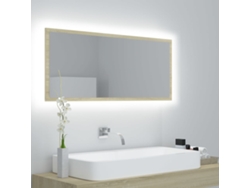 Espejo de baño LED acrílico color roble Sonoma 100x8,5x37 cm