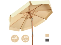 Sombrilla de 300cm de Madera Parasol de Jardín Inclinable Sombrilla de Manivela para Playa Jardín Piscina Terraza (Beige) COSTWAY
