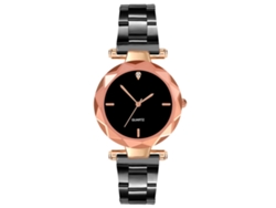 Reloj De Pulsera Analógico De Cuarzo Unisex Negro Con Brazalete De Acero Inoxidable.