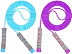 Cuerda De Saltar Para Niños, 2 Piezas Ajustables, Con Mango De Espuma, 2,6 M (azul Y Morado)