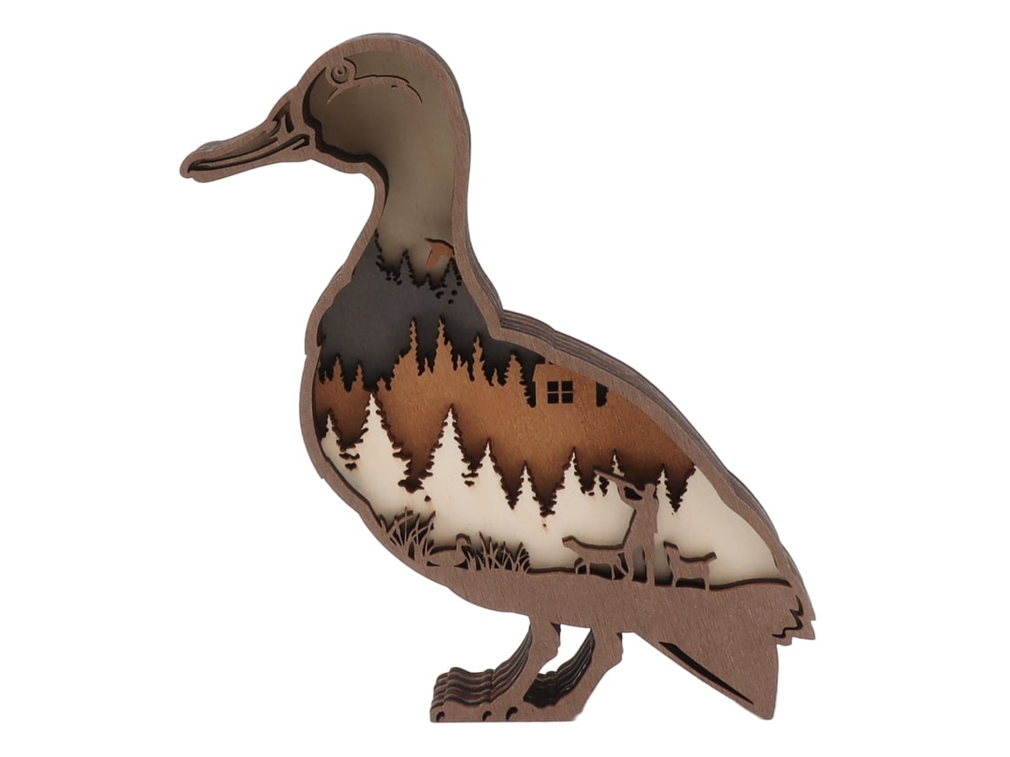 Estatua De Pato Salvaje En Madera Con Grabado 3d, Objeto Decorativo Para Escritorio.
