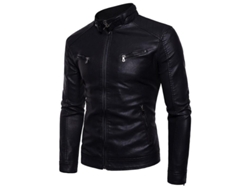 2026-chaqueta De Cuero Motera Para Hombre Talla S-3xl Corte Slim Cremallera Sin Capucha Cuero Pu