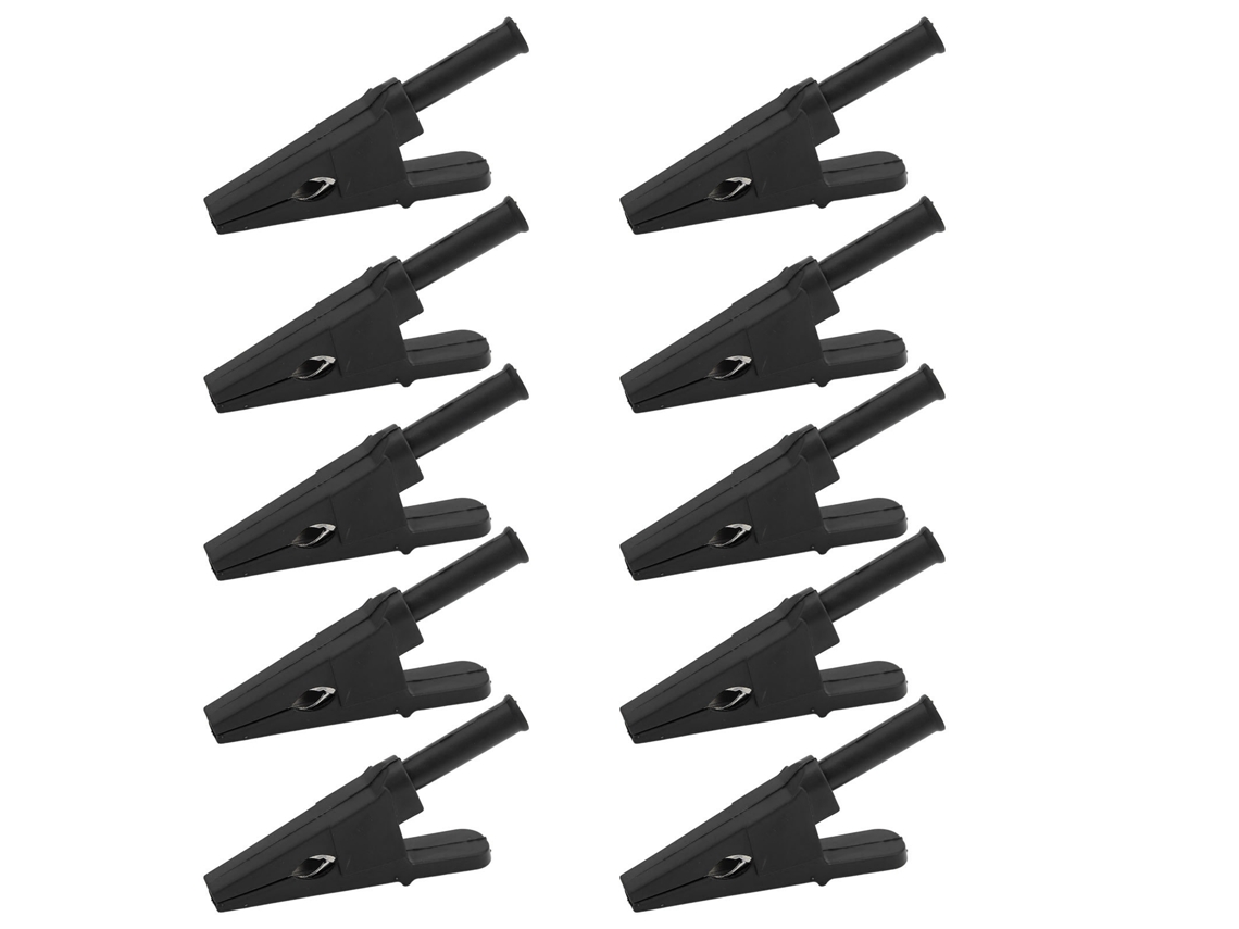 10 Pinzas De Prueba De Energía Con Apertura De 20 Mm, Buena Conductividad Y Seguridad, Con Cable Negro De 4 Mm.