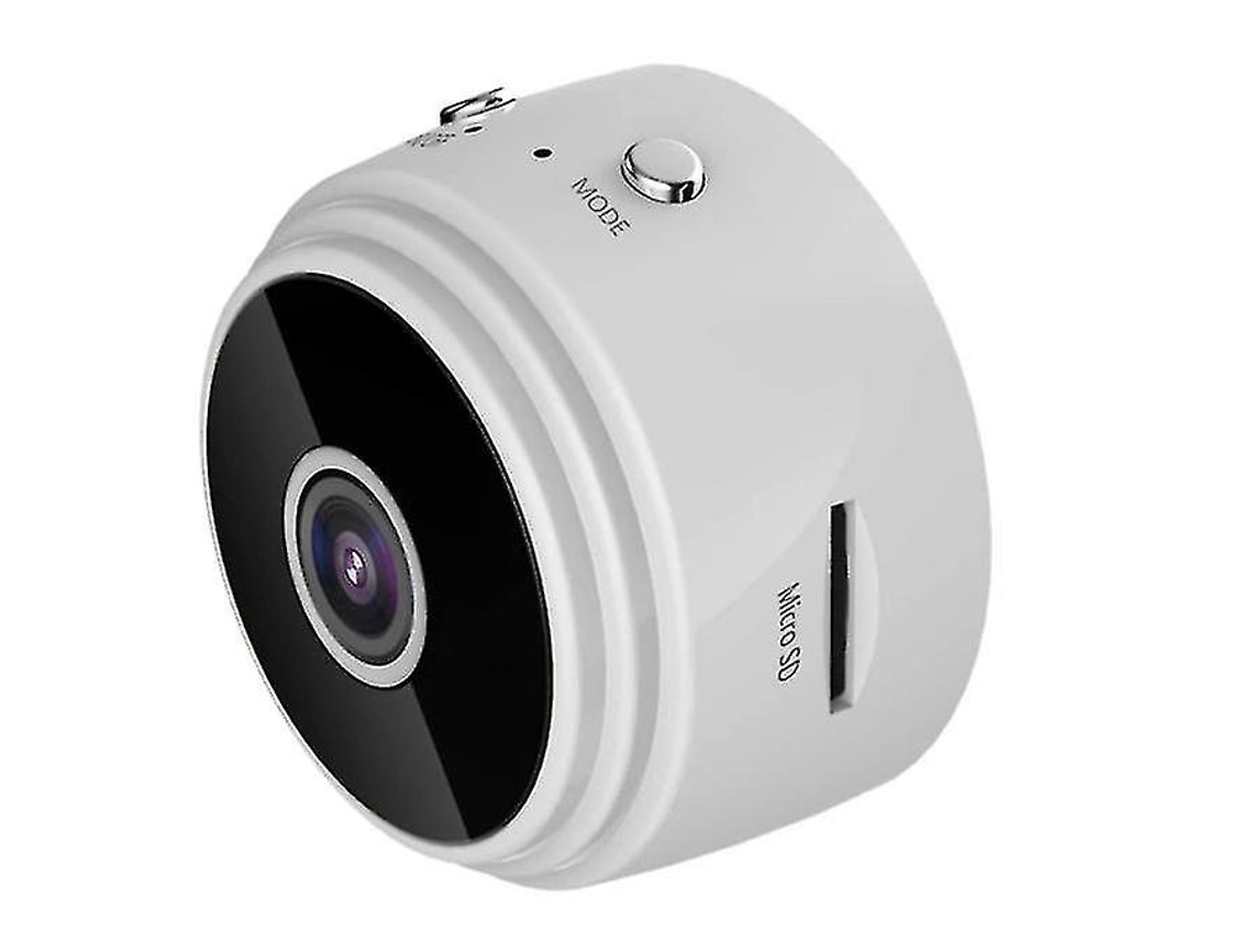 Minicámara inalámbrica Bestvite 1080p con visión nocturna y activación por movimiento (blanca)