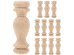 Inoomp Tapas De Madera Sin Pintar, 12 Piezas, Madera Maciza, Remates De Columna Románica En Color Beige, 6 X 1,8 Cm,