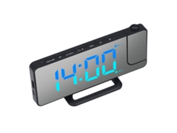 Reloj Despertador Proyección 7.4 Pulgadas Led Espejo Digital Con Luz Rgb Puerto Usb C Cubierta Negra