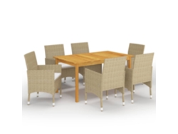 7 Piezas Conjunto De Jantar Para Jardim Bege Dkd Home Decor