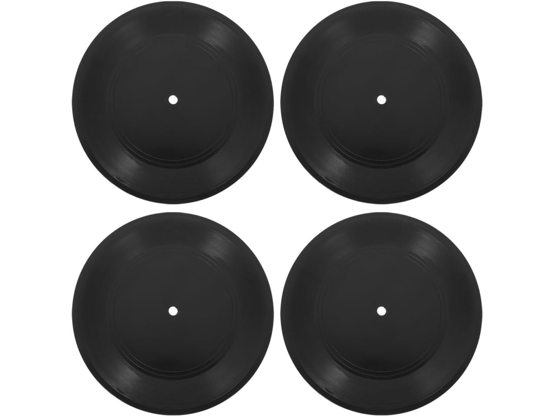 Juego de 4 discos de vinilo decorativos, ABS negro, estilo retro, para colgar en la pared, ideales para decorar salas de estar y eventos - GOKOCO