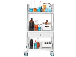 Carro de laboratorio dental Succebuy con ruedas, 3 niveles y 1 cajón, acero inoxidable