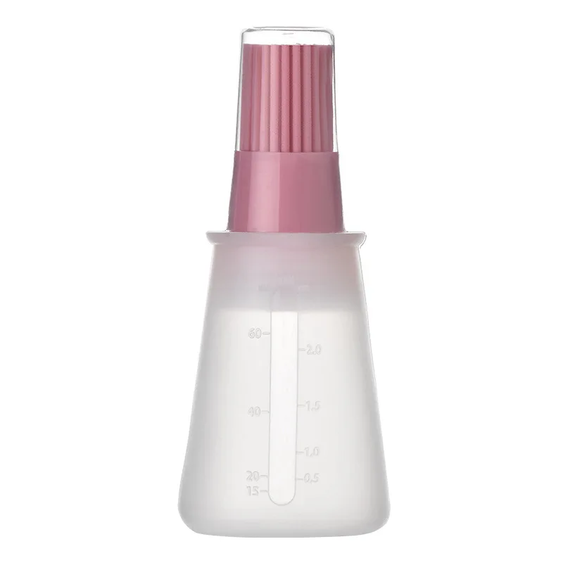 Cepillo de silicona MDUG para botellas de aceite con tapa y cabezal resistente al calor (rosa)