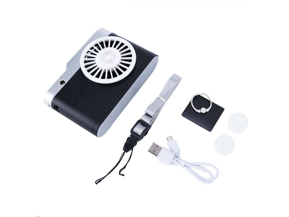 Ventilador USB portátil con iluminación ajustable - Negro