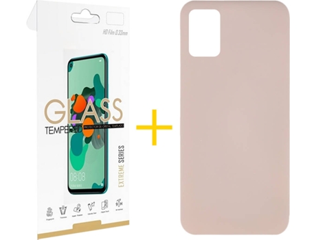 Kit Funda + Protector de Pantalla Samsung Galaxy A51 SKYHE Silicona Líquida (Rosa Claro)