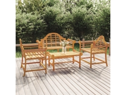 Conjunto de salón de jardín de 4 piezas de madera maciza de teca Dkd Home Decor