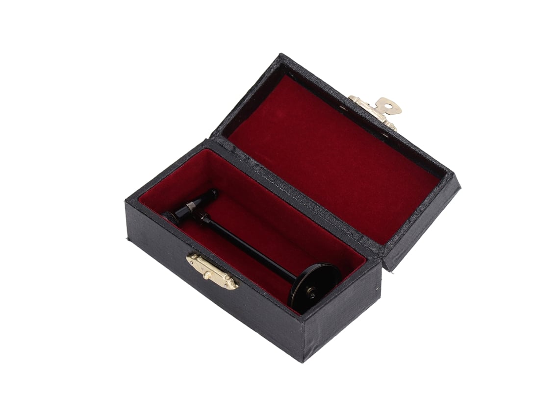Ats-micrófono Miniatsura Ajustable Modelo Instrumento Musical Mini Con Caja De Almacenamiento Decoratsiva Negra