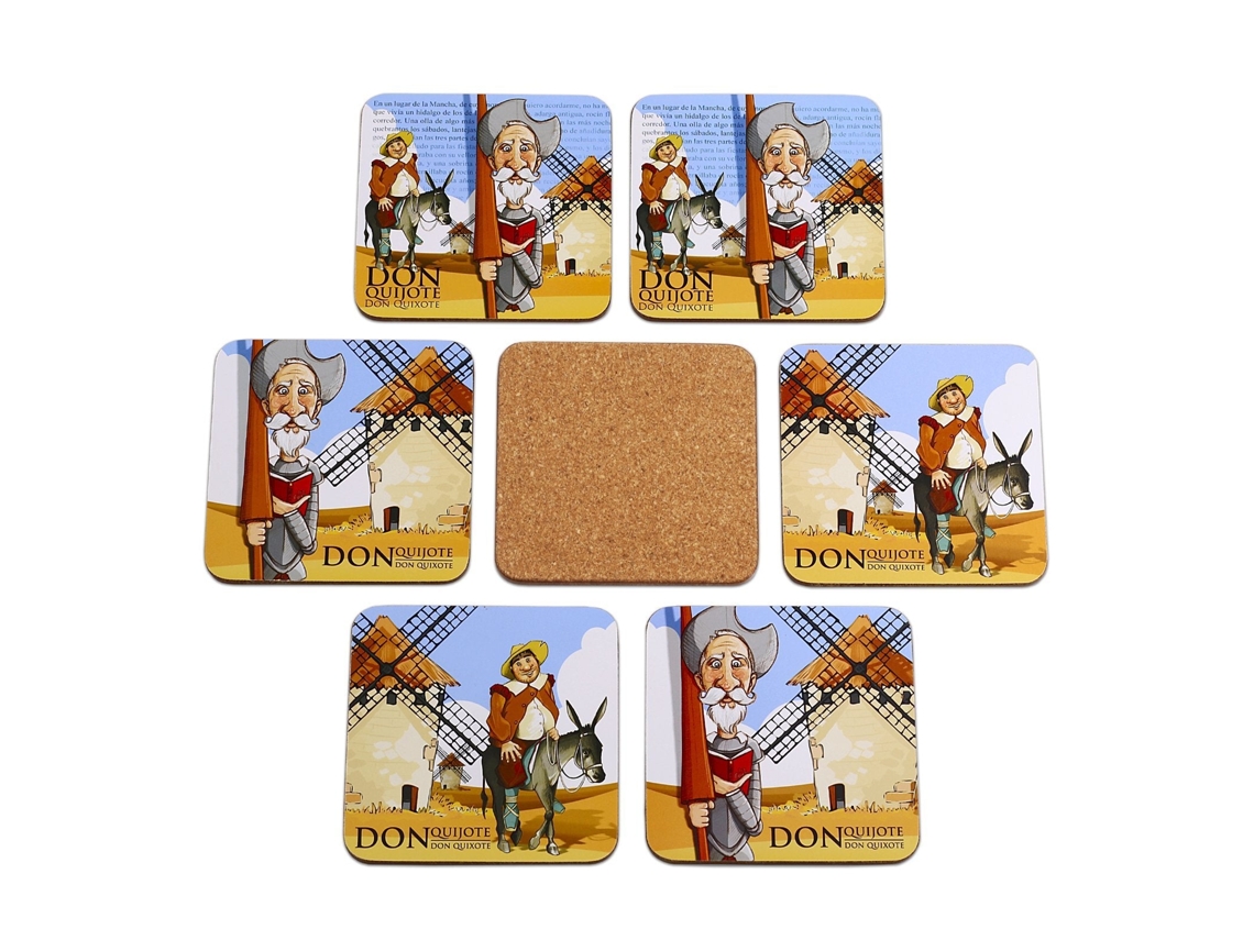 Pack de 6 Bases para Vasos JAVIER (10 x 10 cm - Madera y Corcho)