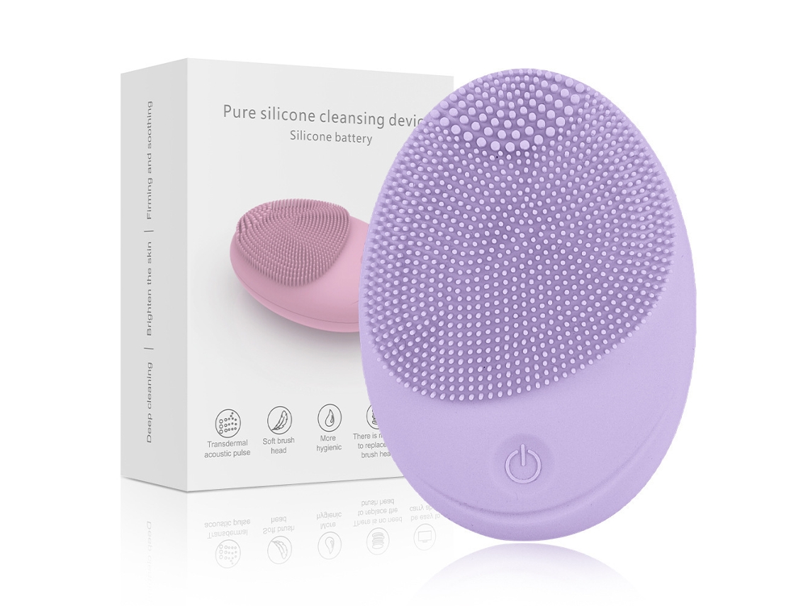 Cepillo de limpieza facial impermeable Chrui, silicona extra suave (morado)