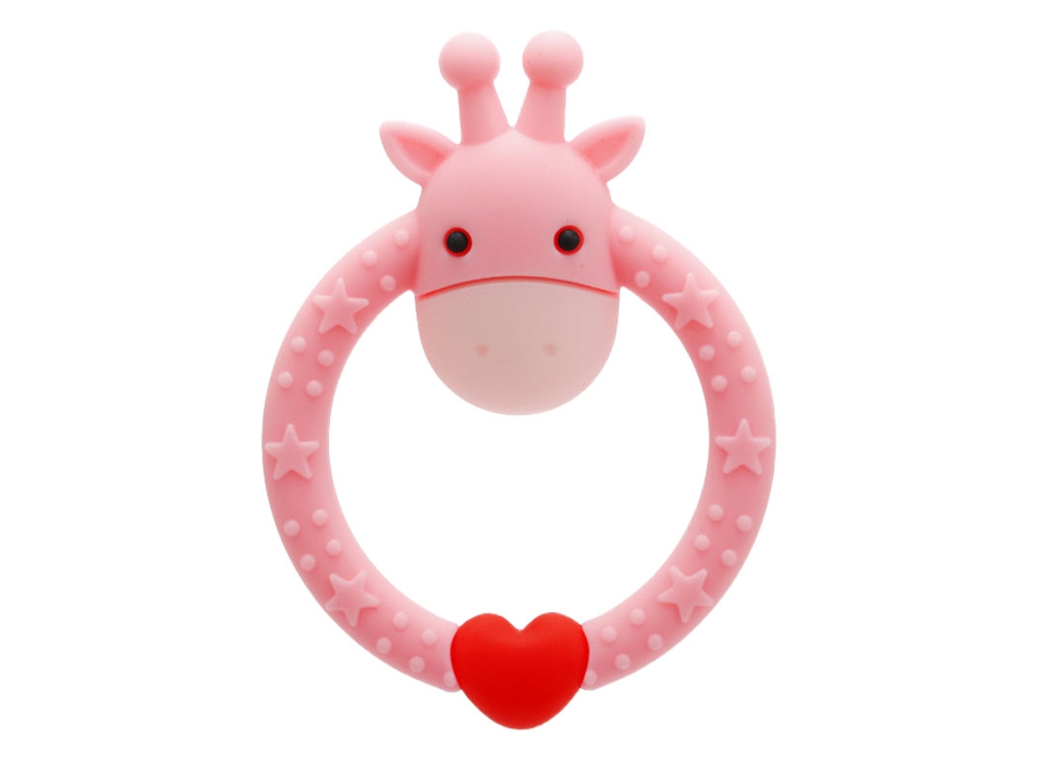 Juguete De Silicona Suave Con Forma De Jirafa De Dibujos Animados Para La Dentición De Bebés, Color Rosa, Para Aliviar Las Encías.