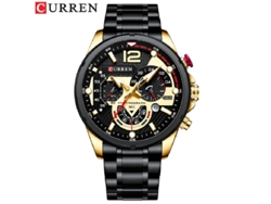 Reloj De Negocios Para Hombre (oro Negro) De Acero Inoxidable, Cuarzo, Fecha, Seis Manecillas, Pantalla Luminosa Multifuncional.