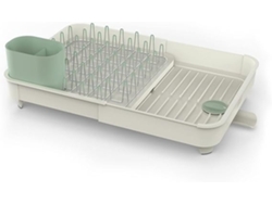 Escurridor de platos Joseph Joseph Extend™, escurridor de fregadero extensible, drenaje eficiente, soporte para cubiertos, clavijas no abrasivas, color piedra/verde