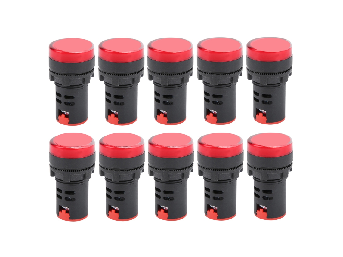 10 Unidades De Lámparas Indicadoras Led Ad16-22ds Rojas De Alto Brillo, Ac/dc 24v Para Señalización.