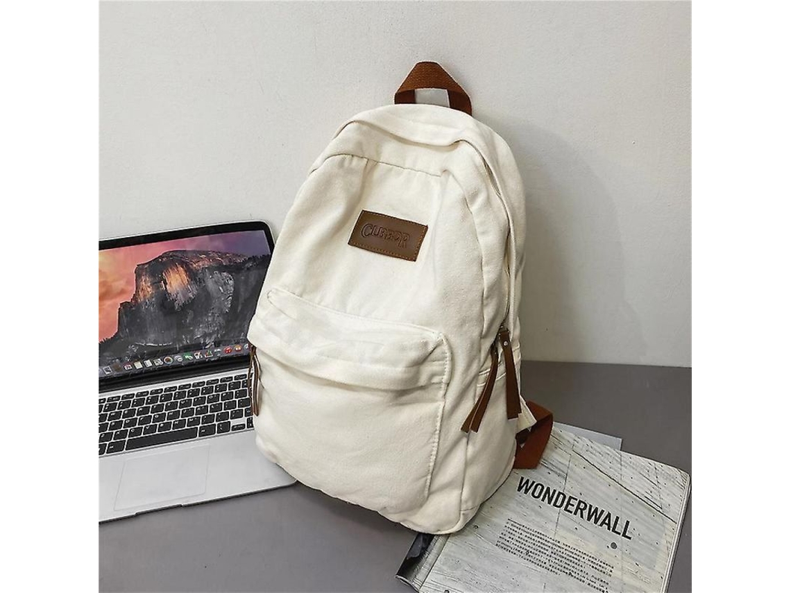 Mochila Escolar Juvenil Unisex De Lona Verde Con Compartimento Para Laptop Moda Cool Colegio Tyk L31792l Blanco