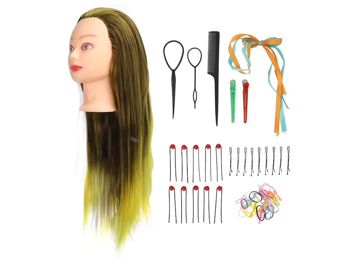 Cabeza De Maniquí Con Peluca Gradiente Para Entrenamiento De Peluquería Y Estilo De Cabello