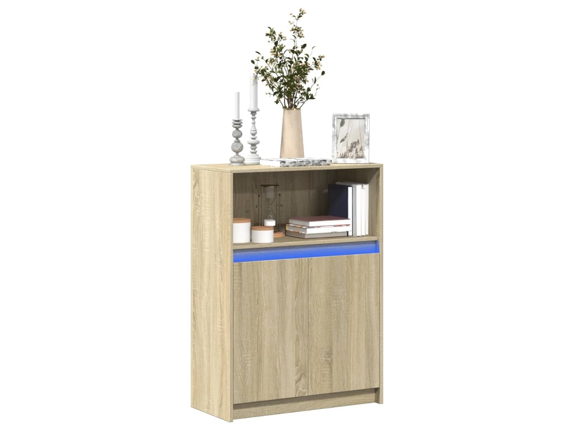 Aparador Con Led Madera De Ingeniería Roble Sonoma 72x34x100 Cm