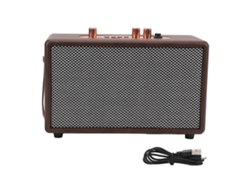 Altavoz Bluetooth Inalámbrico Retro De 20 W Con Piel Sintética, Graves Potentes Y 8 Horas De Reproducción. Portátil.