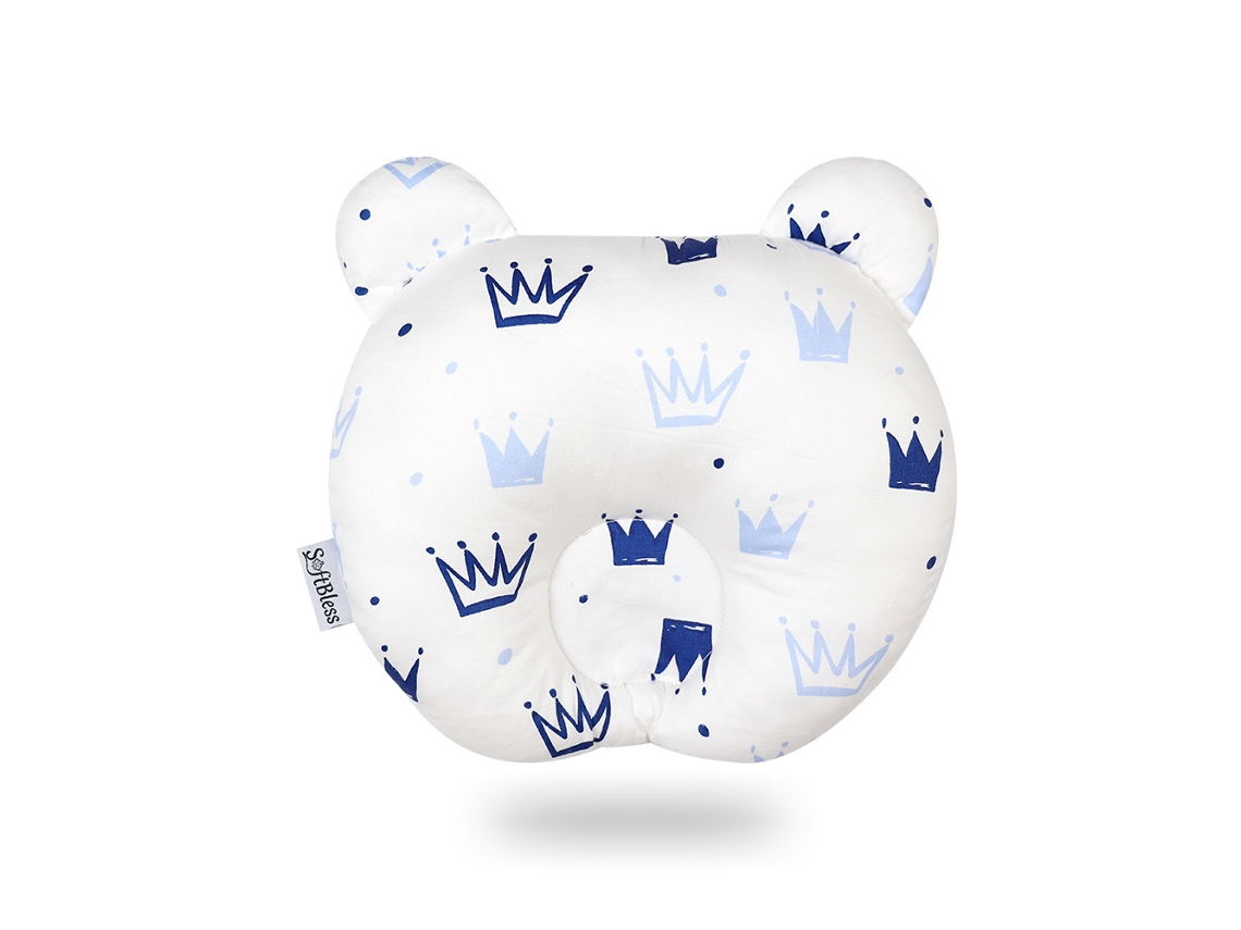 Almohada Moldeadora Para Bebé Para Prevenir La Deflexión De La Cabeza Y Corregir La Forma De La Cabeza Corona Blanca Y Azul 30*23Cm SIURN