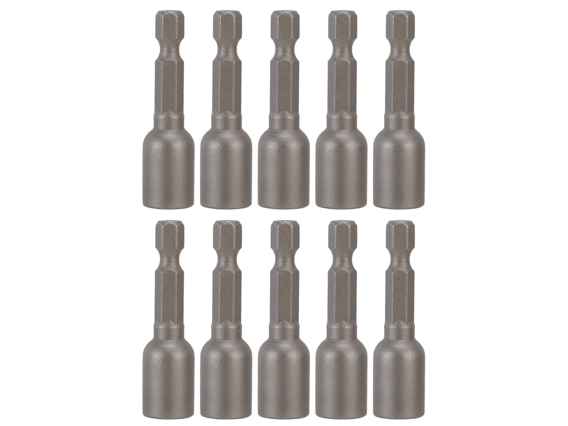 Juego De 10 Brocas Magnéticas De Impacto, Hexagonales, M8x48mm, Con Mango De 1/4 De Pulgada, Color Gris.