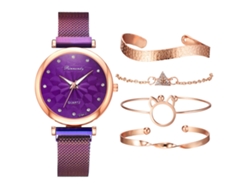 Set de regalo para mujer con reloj de pulsera de malla y caja naranja SPQMENT