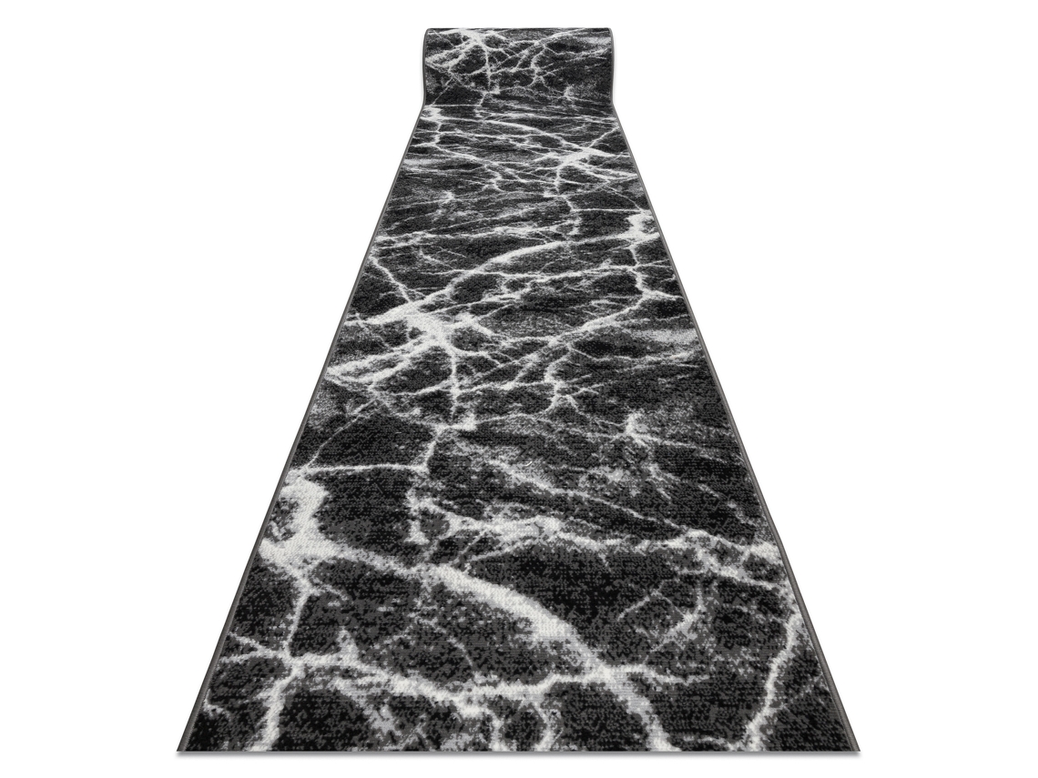 Alfombra de Pasillo Bcf Morad Mármol Antracita / Negro 60 cm