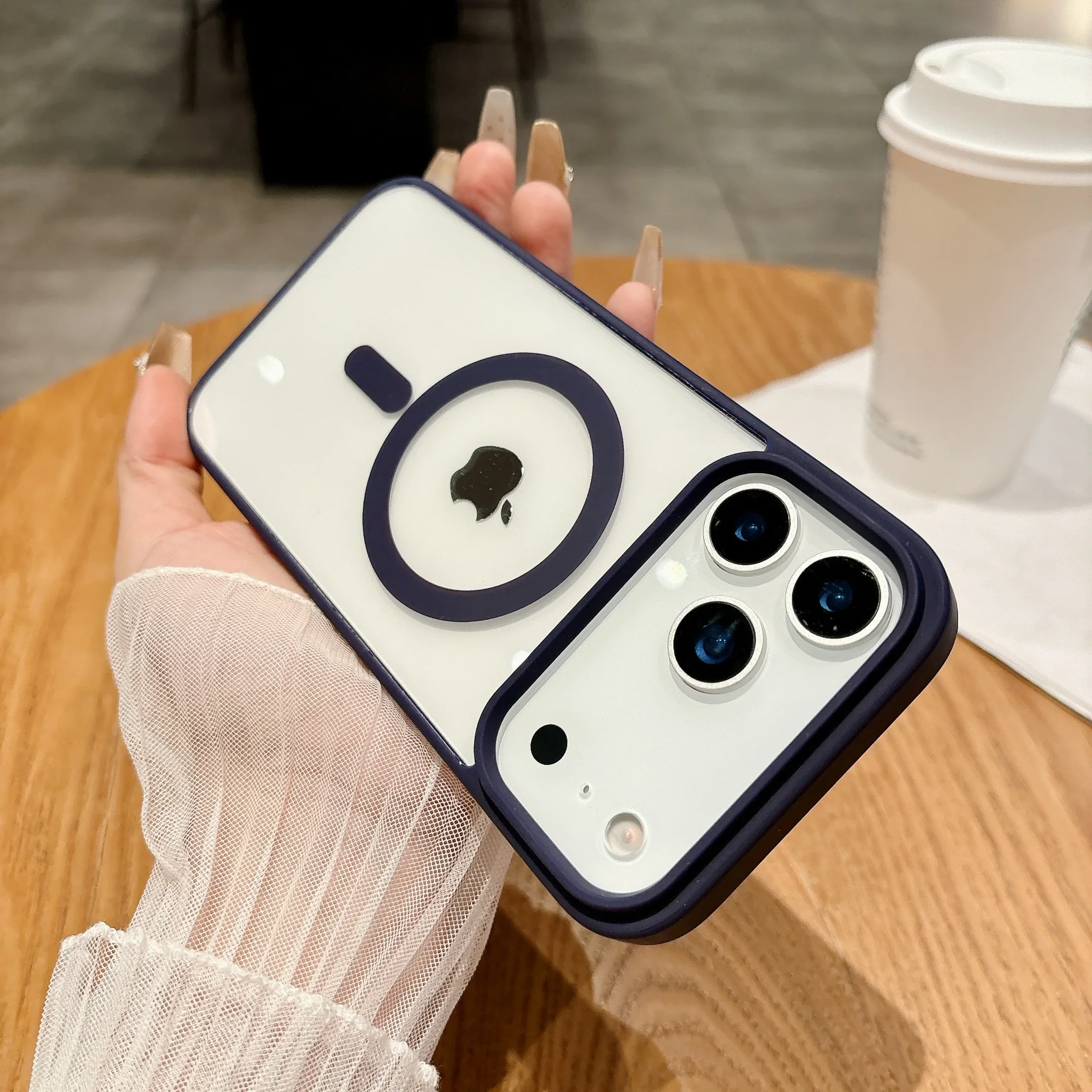 (morado Oscuro, Iphone 11 Pro Max) Funda Sencilla De Acrílico Transparente Para Teléfono, Compatible Con Carga Inalámbrica Magnética, Textura Mate.
