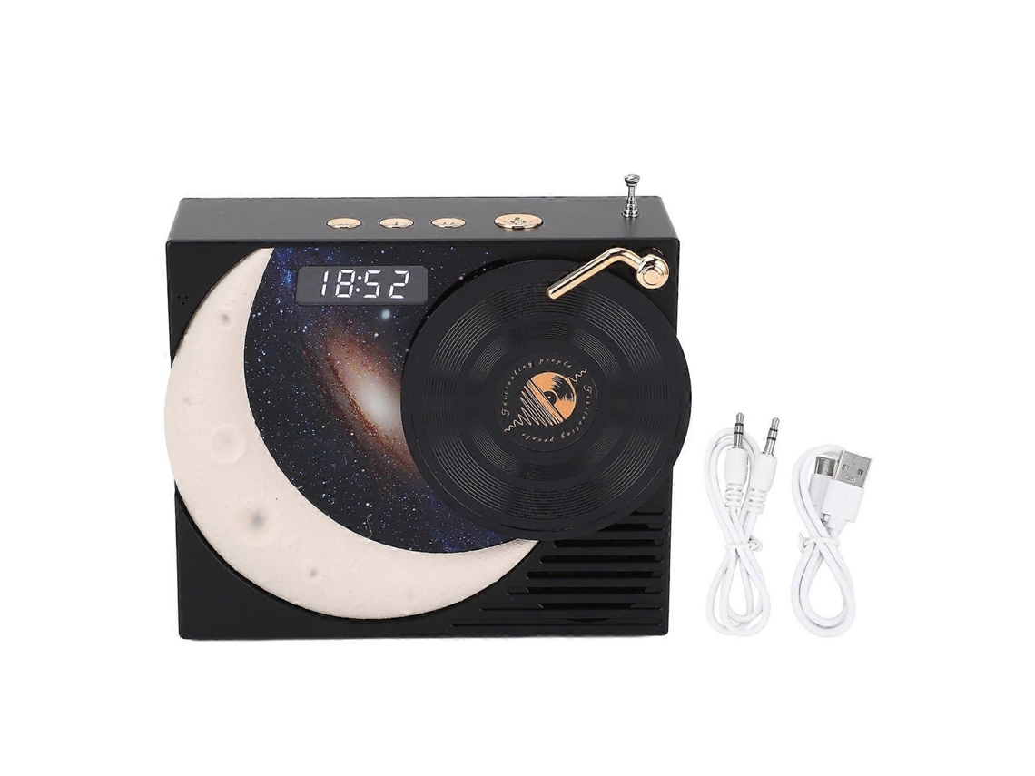 Altavoz Bluetooth retro con pantalla de reloj y luz ambiental, sonido envolvente de 360 ​​grados, altavoz Bluetooth Ra Chennnls