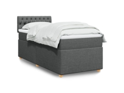 Cama Box Spring Con Colchón Tela Gris Oscuro 100x200 Cm