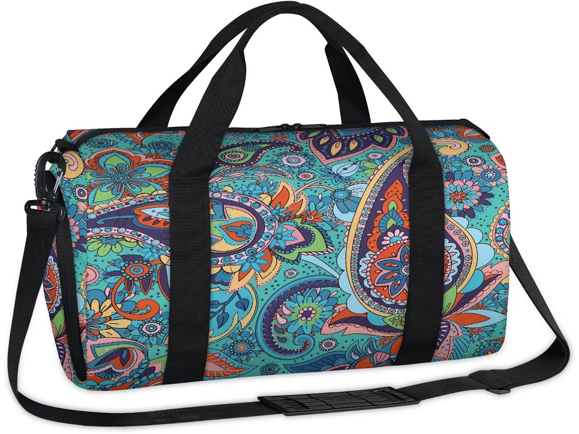 Bolsa Deportiva Estampado Paisley Floral Para Fines Semana Bolsa Viaje Mano Viajes Niños Niñas Mujeres Homb