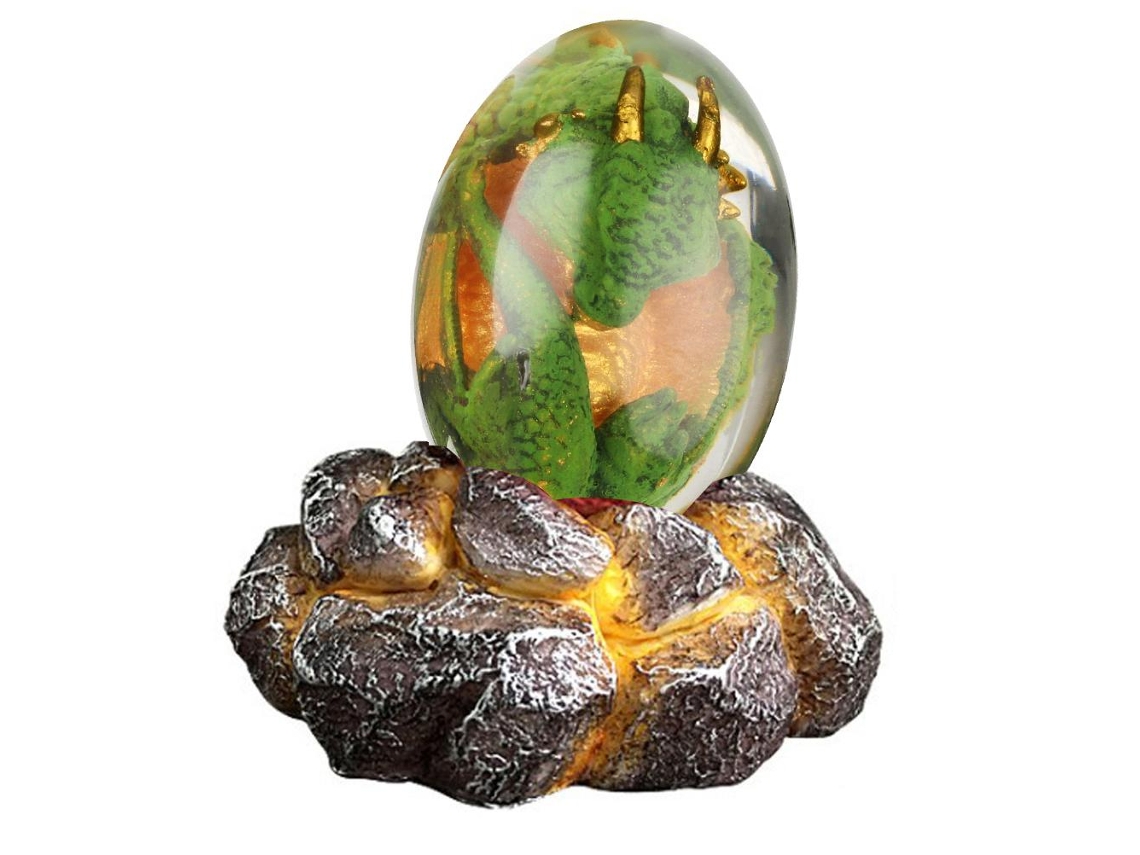 Huevo de dragón de lava de cristal luminoso con base decorativa