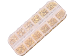 2300 Pegatinas Para Manicura: Semicírculos Dorados, Perlas Y Diamantes.