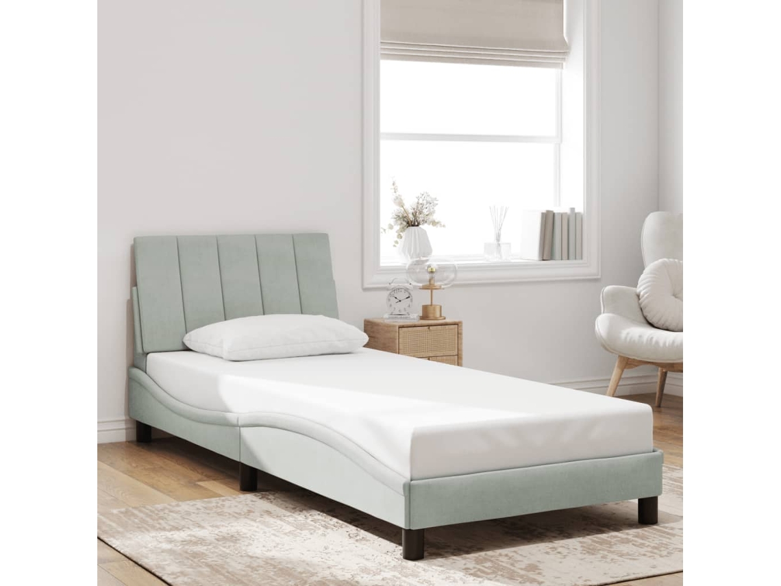 Estructura De Cama Sin Colchón Terciopelo Gris Claro 90x190 Cm