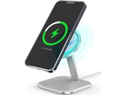 Cargador Sem Fio Para Apple Yizhood Aluminio Plateado