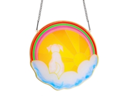 Regalos en memoria de perros: Adornos de ventana con forma de perro y doble arcoíris para decoración del hogar.