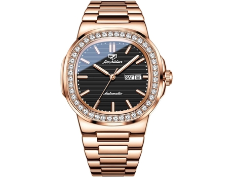 VEANXIN Reloj Automático para Hombre Reloj Mecánico de Negocios Plateado y Dorado Reloj de Fecha Luminoso Resistente al Agua de Acero Inoxidable(or...