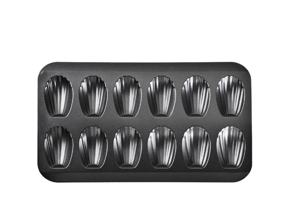 Moldes para madeleines, 12 piezas, acero al carbono antiadherente, negro, Tommy01