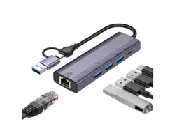 Estación de acoplamiento con adaptador dual USB C Hub 5 en 1 USB C/USB 3.0 con puerto USB Puerto USB C/PD Adaptador Gigabit Ethernet USB C Yizhood