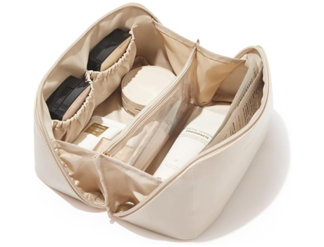 Bolsa de maquillaje de viaje, bolsas de cosméticos de gran capacidad para mujer, bolsa portátil, bolsa de aseo plana impermeable DREAM5