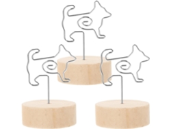 Tarjeteros Aleación Aluminio Beige Madera Forma Animales Juego 3 Clips Ligeros Reutilizables Decoración