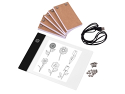 Kit de libro plegable portátil con almohadilla de luz Tableta Caja de luz LED Control de brillo de 3 niveles 300 hojas de papel Flipbook con tornillos de encuadernación para calcar y dibujar #2