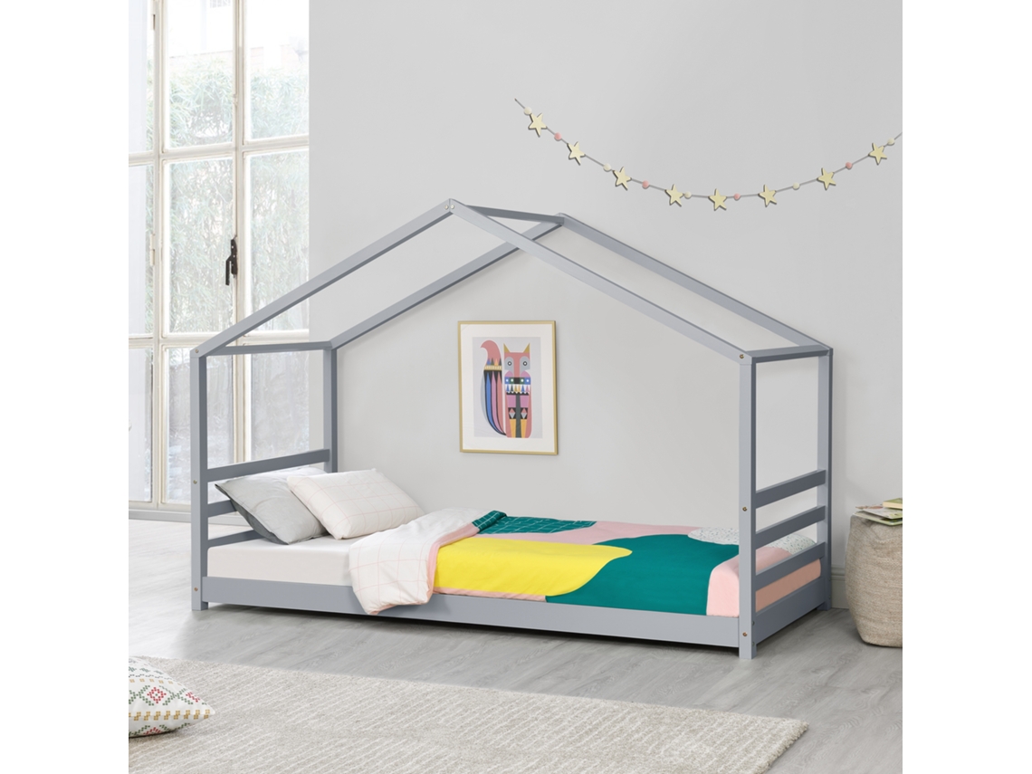 Estructura de Cama Infantil [EN.CASA] (Gris - Madera - 90 x 200 cm)